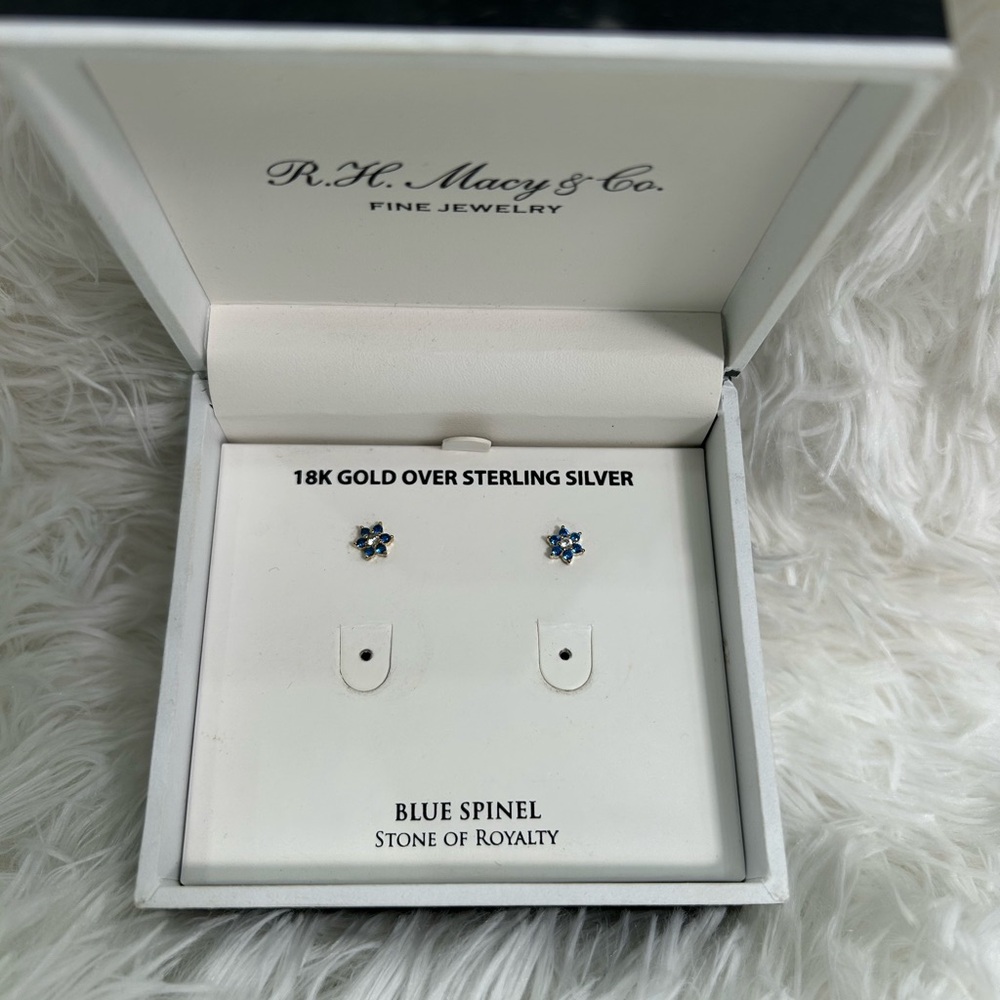 R.H. Macy & Co. Blue Spinel Stud Earrings (Partial Set)